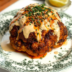 Whole Roasted Cauliflower With A Creamy Sauce