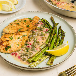 Keto Creamy Chicken Piccata With Asparagus