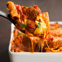 Cheesy Meatball Pasta Bake