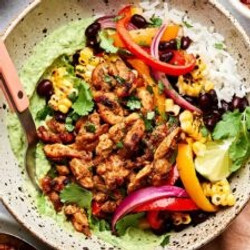 Chicken Fajita Bowls With Avocado Crema