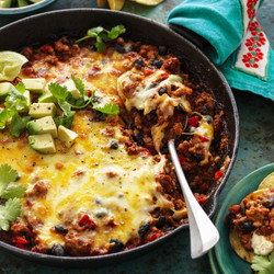 One-pan Mexican Pork, Bean &amp; Cheese Bake