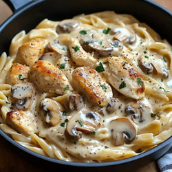 Lush Chicken &amp; Mushroom Pasta in Decadent Cream Sauce