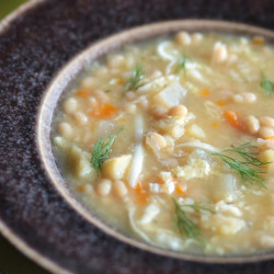 Lemony Bean &amp; Brassica Soup With Napa Cabbage &amp; Dill