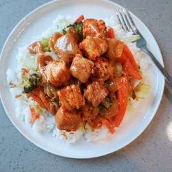 Roasted Cabbage Salad With Crispy Tofu; Smoky Tahini Sauce