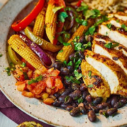 Fajita Chicken Rice Bowl With Burnt Lime