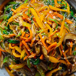 My Mom's Easy Vegetarian Japchae (korean Glass Noodles).