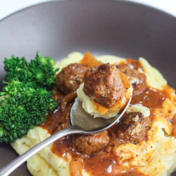 Salisbury Meatballs And Mashed Potatoes