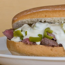 Flat Iron Steak Sammies With Provolone Sauce