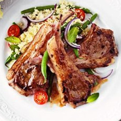 Sticky Fig Lamb Cutlets With Warm Bean &amp; Couscous Salad