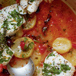 Cod En Cocotte With Tomatoes, Olives &amp; Chorizo