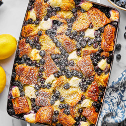 Blueberry Cream Cheese Croissant Breakfast Casserole