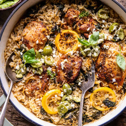 One Skillet Greek Lemon Chicken And Rice