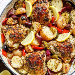 Lemon Herb Mediterranean Chicken + Potatoes (one Pot)