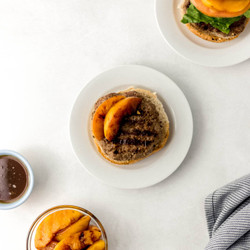 Cling Peach Bourbon Glazed Burgers
