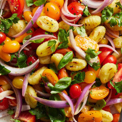 Crispy Gnocchi With Tomato And Red Onion