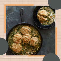 Kale &amp; White Bean Potpie With Chive Biscuits