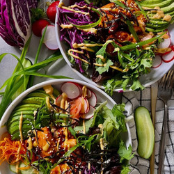 Spicy Roasted Salmon Poke Bowl