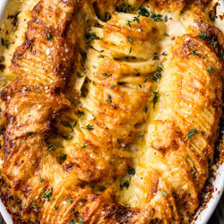 Cheesy Hasselback Potato Gratin