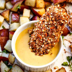 Sheet Pan Honey Mustard Pretzel Chicken &amp; Potatoes