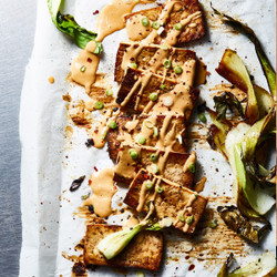 Sheet Pan Tofu With Bok Choy And Peanut Sauce