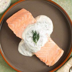 Poached Salmon With Dill-yogurt Sauce Recipe
