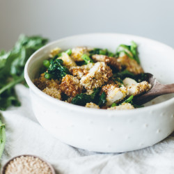 Garlic Sesame Broccoli Rabe With Panko Crusted Chicken