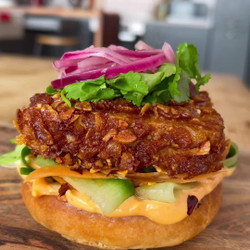 Crispy Satay Style Tofu Burger