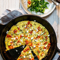 Greek Frittata With Zucchini, Tomatoes And Feta