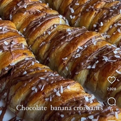 Chocolate Banana Boats Wrapped In Puff Pastry Croissant