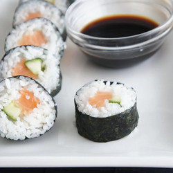 Cucumber And Salmon Sushi Rolls