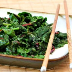Stir-fried Radish Greens (or Swiss Chard)