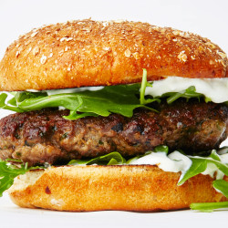 Lamb Burgers With Yogurt Sauce And Arugula