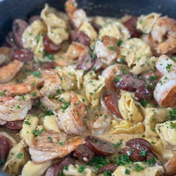 Creamy Cajun Shrimp And Sausage Tortellini