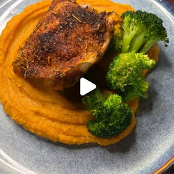 Roasted Chicken Thighs With Sweet Potato Mash