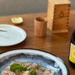 Kingfish Crudo With Yuzu Pressed Extra Virgin Olive Oil