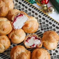 Cranberry &amp; Whipped Brie Christmas Profiteroles