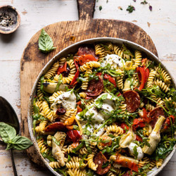 Antipasto Pasta Salad With Herby Parmesan Vinaigrette.