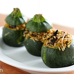 Eight-ball Zucchini Stuffed With Rice, Basil, And Sun-dried Tomatoes