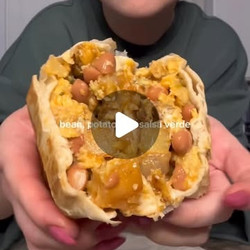 Sheet Pan Potato, Pinto &amp; Salsa Verde Breakfast Burritos