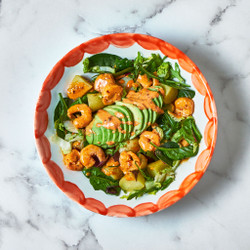 Warm Harissa Prawn, Avocado &amp; Potato Salad