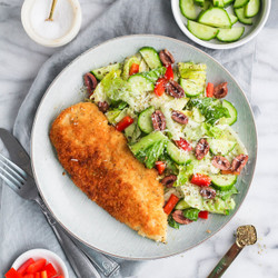 Chicken Milanese &amp; Italian Pizzeria Salad With Creamy Oregano Dressing