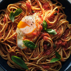Pasta With Tomato-poached Eggs