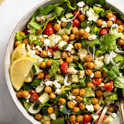 Roasted Chickpea Greek Salad With Lemon-herb Dressing