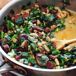 Spanish Chorizo With Collards And White Beans