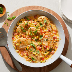 20-minute Creamy Skillet Chicken With Corn, Tomato &amp; Basil