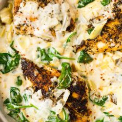 Creamy Spinach Artichoke Chicken Skillet (paleo, Whole30, Keto)