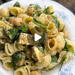 Protein Packed Olive, Chickpea And Tofu Feta Pasta Salad