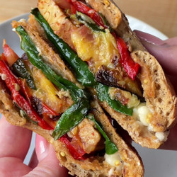 Tempeh Bacon &amp; Roasted Veg Bagels