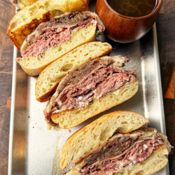 Garlic Herb Butter Smoked Prime Rib French Dip Sandwich