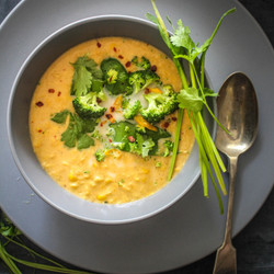 Spicy Thai Corn Soup With Greens